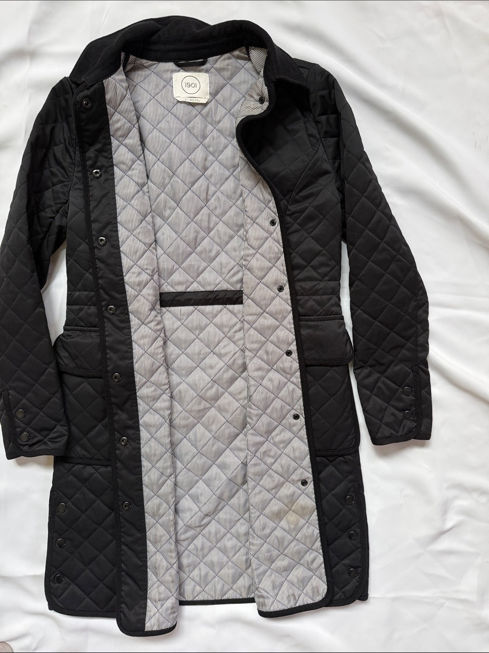 1901 Quilted Long Puffer Coat - Black